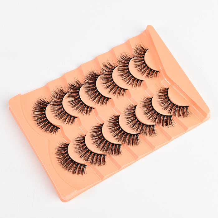 7 Pairs of False Eyelashes Natural Look Fluffy Cat Eye Wispy Lashes Pack