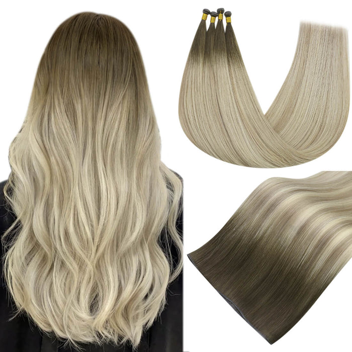 Best Sew in Hair Genius Weft Extensions Virgin Hair Balayage Blonde Hair #4/7/80